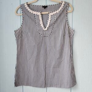 Talbots Striped Nautical Sleevel Summer Top Navy & White